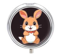 Cute Cartoon Rabbit Pill Box, 3 Compartment Small Pill Case Waterproof Travel Pill Organizer for Pocket Or Purse Portable Mini Medicine Tablet Vitamin Holder Pill Case