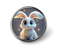 Cute Cartoon Rabbit Round Badge for Men Women, Durable & Stylish Lapel Pins, Lightweight Metal Badges for Shirts, Jackets, Hats