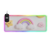 Cute Cartoon Rainbow Stars Wirel Charging Glowing Mouse Pads Thin Studio 35.4 x 15.7 in Gaming Mousepad