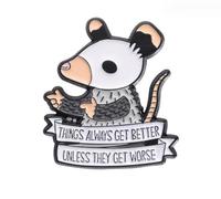 Cute Cartoon Rat Enamel Brooch Pins Funny Phrase Brooches Things Always Get Better Unless They Get Worse Phrase Animal Lapel Badge Pin Decorative Pin