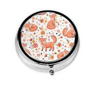 Cute Cartoon Red FoxesMeta Pill Box 3 Compartment Medicine Case,Portable Organizer