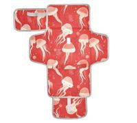 Cute Cartoon Red Jellyfish Reusable Changing pad for Baby with Tissue Pocket Waterproof Changing pad Lightweight & Foldable Changing Station cambiador de pa?ales para Bebes