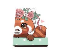 Cute Cartoon Red Panda A5 Notebook, Pu Leather A5 Notebooks, Lined Paper Ring Binder Notebook 180Pages/90Sheets, Workbook for School, Lined Book for Dairy, Student Essentials University Journal Diary