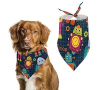 Cute Cartoon Robots Dog Bandanas Triangle Dog Bibs Cute Pet Scarf Kerchief for Small Medium Large Pet