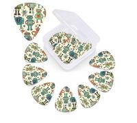 Cute Cartoon Robots Guitar Picks 12 Pack Personalized Plectrums with Organizer Storage Box, Colorful Celluloid Guitar Plectrum Includes Thin, Medium, Heavy Picks for Acoustic Guitar Bass Picks