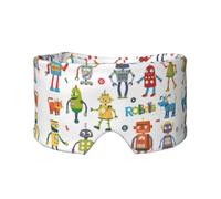 Cute Cartoon Robots Print Sleep Eye and Ear Muffs Mask - Adjustable Yoga Travel Headband, Keep Warm Shading Comfortable Aid