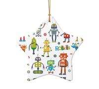 Cute Cartoon Robots Print Snowman Christmas Collections, Hanging On Christmas Tree Ornaments for Home Decor Gifts