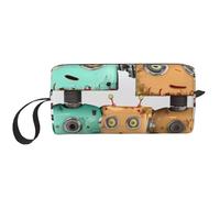 Cute Cartoon Robots Printed Makeup Bag Simple Travel Cosmetic Bags Waterproof Cosmetic Case Toiletry Bag Organizer for Women Mom Girls