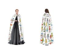 (Cute Cartoon Robots) Unisex Hooded Cloak Cape Robe Cosplay Halloween Christmas Fancy Dress Costumes For Adults