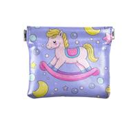 Cute Cartoon Rocking Horse Star Purple Peach Fashion Women's Leather Coin Change Purse Portable Mini Coin Purse Pouches for Women bolsas para monedas de Mujer