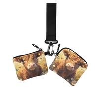 Cute Cartoon Scotland Cow Women's Coin Wallet Card Holder Large Capacity Business Card Holder with Keychain for Work Travel 2 Packs, cute cartoon scotland cow, One Size, Casual