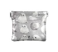 Cute Cartoon Sea Animal Seal Silver Grey Fashion Small Leather Coin Purse Convenient Personal Items Organizer for Women para monedas