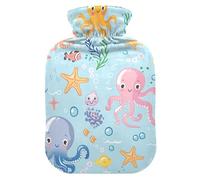 Cute Cartoon Sea Creatures Colorful hot Water Bottles with Soft Cover, 2L Warmer Bag for Tummy Warmer, Arthritis, bolsas de agua Caliente para Dolores