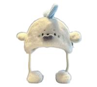 Cute Cartoon Seal Plush Hat for Girls Warm Winter Style Ear-Covering Cold Protection Sweet Style