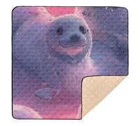 Cute Cartoon Seal Pup White Large Stylish Baby Activity Play Mat for Floor Water Resistant Activity Entertainment Mat for Baby Toddler Infant, 50'' x 50''