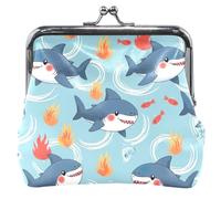 Cute Cartoon Sharks Sea Flame Cute Coin Purse Pouch Leather Kiss Lock Buckle Small Change Purse
