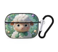 Cute Cartoon Sheep AirPod Pro Case, Anti Scratch Hard PC Cover with Keychain, AirPod Pro 2nd/1st Case Accessories for Women Men, Black-Style