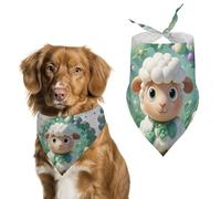 Cute Cartoon Sheep Dog Bandanas for Feeding Grooming, Triangle Pet Bibs Washable Pets Scarf for Cats & Dogs