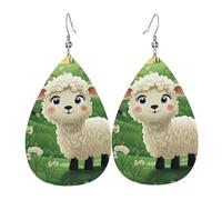 Cute Cartoon Sheep Faux Leather Teardrop Earrings, Fashion Lightweight Drop Dangle Earrings Leather Earrings For Women Weddings, Parties, Ceremonies, Banquets, Gifts