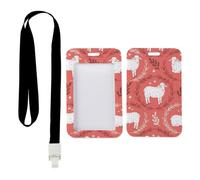 Cute Cartoon Sheep ID Badge Holder with Black Lanyard, Pass Holders and Lanyards, Vertical Cards Protector for Teacher, Vertical ID Cards Protector for School, Nurse Accessories Nurse Accessories Work
