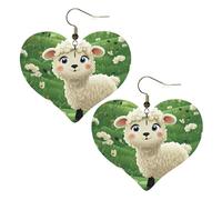 Cute Cartoon Sheep Leather Earrings for Women Heart Earring Lightweight Dangle Earrings Jewelry Gifts