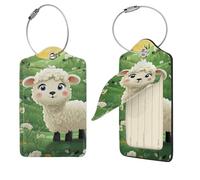 Cute Cartoon Sheep Luggage Tag for Suitcase PU Leather Suitcase Tag with Stainless Steel Loop and Address Card Baggage Tags Cute Bag Name Travel Tags ID Labels for Women Men 1 PC