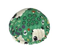 Cute Cartoon Sheep Print Shower Cap â€“ Reusable Hair Cap with Double Layer Protection, Breathable & Durable Bath Hat for Travel