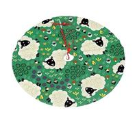 Cute Cartoon Sheep Printing Christmas Tree Skirt With 3 Red Rope Ties For Merry Christmas Party Halloween Trees Decoration