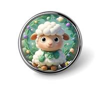 Cute Cartoon Sheep Round Badge for Men Women, Durable & Stylish Lapel Pins, Lightweight Metal Badges for Shirts, Jackets, Hats