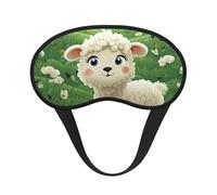 Cute Cartoon Sheep Sleep Mask for Side Sleeper Soft Breathable Sleeping Eye Mask Blackout Silk Eye Sleep Shade Cover with Elastic Strap Night Blindfold for Women Men Travel Nap