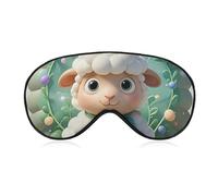 Cute Cartoon Sheep Sleep Mask for Women Men, Soft Eye Mask with Adjustable Strap for Sleeping, Light Blocking Travel Blindfold for Nap Comfortable Eye Cover for Home Office