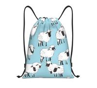 Cute Cartoon Sheep Title: Lightweight Drawstring Duffel Bag â€“ Water-Resistant Foldable Gym Sack with Adjustable Shoulder Strap, Ideal for Sports, Yoga, Travel and School