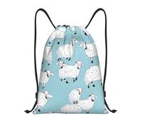 Cute Cartoon Sheep Title: Lightweight Drawstring Duffel Bag â€“ Water-Resistant Foldable Gym Sack with Adjustable Shoulder Strap, Ideal for Sports, Yoga, Travel and School