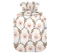 Cute Cartoon Sheep White hot Bottle Water Bag with Soft Cover, 2L Warm Compress for Arthritis,Arthritis,Bolsa para agua Caliente para Dolor