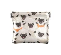 Cute Cartoon Sheep White Women's Leather Coin Purse Unique Mini Card Holder Wallet for Men Women Travel