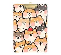 Cute Cartoon Shiba Inu Dog Acrylic clipboard Clip Standard Letter A4 Size Standard Hole for Football Softball Coaching Gold 12x9in Tabla para escribir con Clip