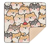 Cute Cartoon Shiba Inu Dog Cute Foldable Baby Play Mat for Indoor Outdoor Water Resistant Kicking Mat for Babies Infants Toddlers, 50'' x 50''