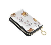 Cute Cartoon Shiba Inu Dogs Women's Wallet Small RFID Blocking Credit Card Wallets Scan Proof Travel Cash Wallet with Coin Pocket