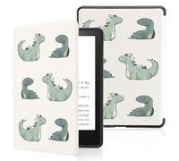 Cute Cartoon Shy Dinosaur Case for 6" Kindle (11th Gen,2024&2022) with Hand Strap,Compatible with iPhone MagSafe for Wireless Charging,Sleep/Wake,Soft Silm Fit Leather Cover for Kindle