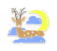 Cute Cartoon Sika Deer Self Adhesive Decal Car Sticker Waterproof Auto Decoration for Car Bumper Rear