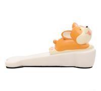 Cute Cartoon Silicone Door Stopper Wedge, Animal Shaped PVC Floor Protector with Plush Bottom, Anti-Collision Silent Gap Guard for Home Office Nursery(A)