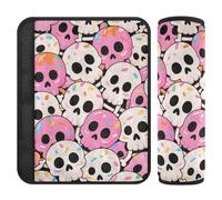 Cute Cartoon Skull Colorful Happy Halloween 2 pcs Automotive seat Belt Pads Release Stress to Your Neck and Shoulders for Bag funda para cinturón de carro
