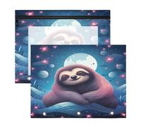 Cute Cartoon Sloth 3 Ring Binder Clear Binders Pencil Pouches Bags Case(2 Pack)