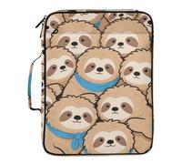 Cute Cartoon Sloth Beige Hanging File Folder 7 Pockets A4 Letter Size with Zipper Closure for Home Office Travel Expanding File Pocket expando