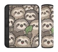 Cute Cartoon Sloth Brown 2 pcs Belt Alert Covers Protects Your Neck and Shoulders for Airplane forro para cinturon de seguridad