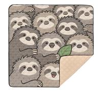 Cute Cartoon Sloth Brown Soft Padded Baby Play mat Activity Gym for Floor Portable Foldable Padded Play Mat for Baby Kids Toddlers Infants, 50'' x 50''