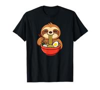Cute Cartoon Sloth Eating Ramen Noodles T-Shirt