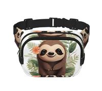 Cute Cartoon Sloth Fanny Pack Adjustable Crossbody Bag Large Waist Bag Travel Belt Bag Unisex Bum Bag