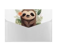 Cute Cartoon Sloth File Folder, Plastic Accordion File Folders with 6 Pockets, Expanding File Organizer with Snap Closure, Portable Document Paper Organizer, Office Supplies Filing Folders