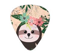 Cute Cartoon Sloth Printed Triangle Guitar Picks 12 Pcs Novelty Guitar Plectrums for Bass, Electric, Acoustic Guitar